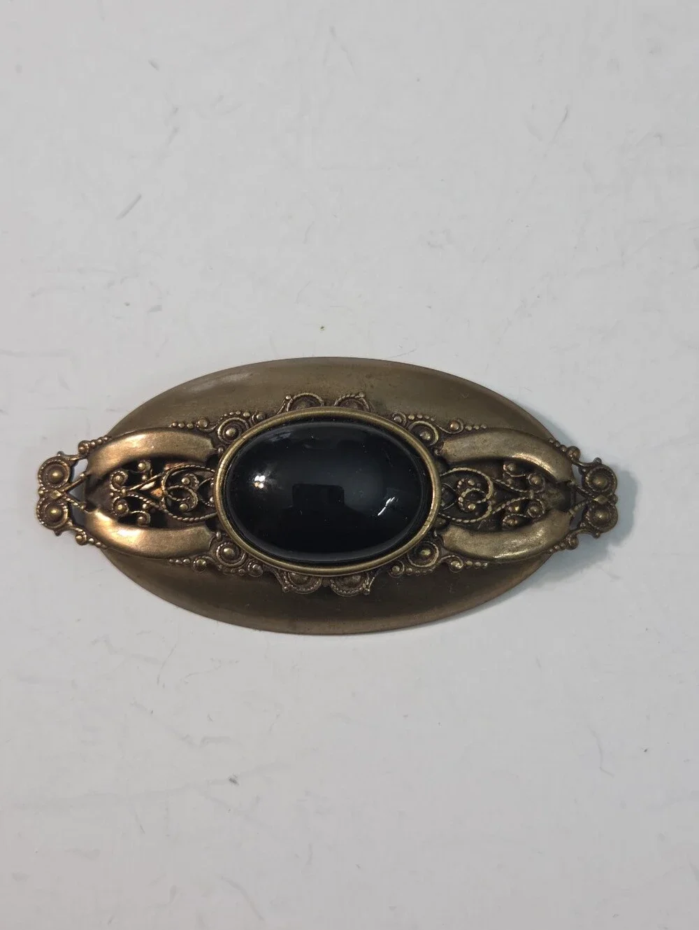 vtg jan michaels san fransisco copper onyx cabochon oval brooch pin art nouveau